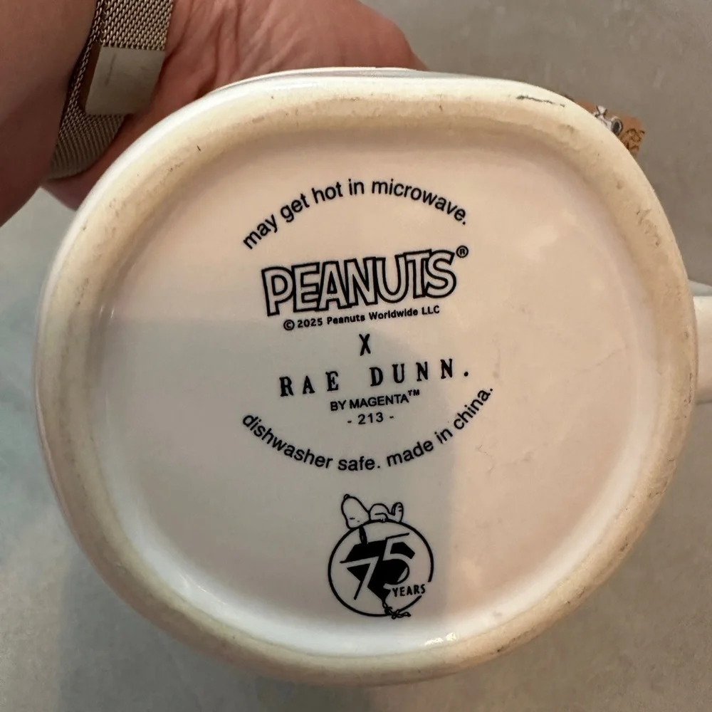 Peanuts Rae Dunn Charlie Brown & Marcie Kite Flying 75 Years 18 oz Mug - Picture 4 of 5